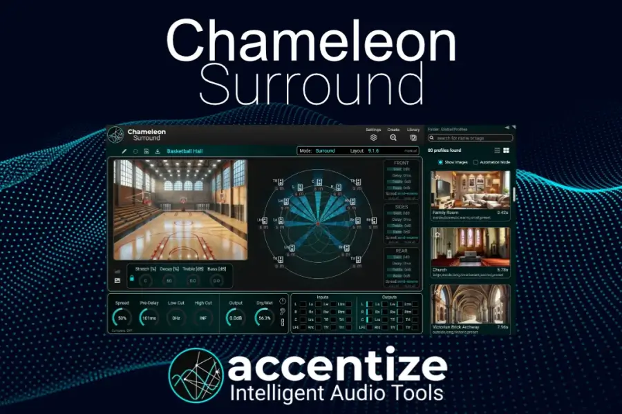 智能环绕声混响匹配-Accentize Chameleon Surround